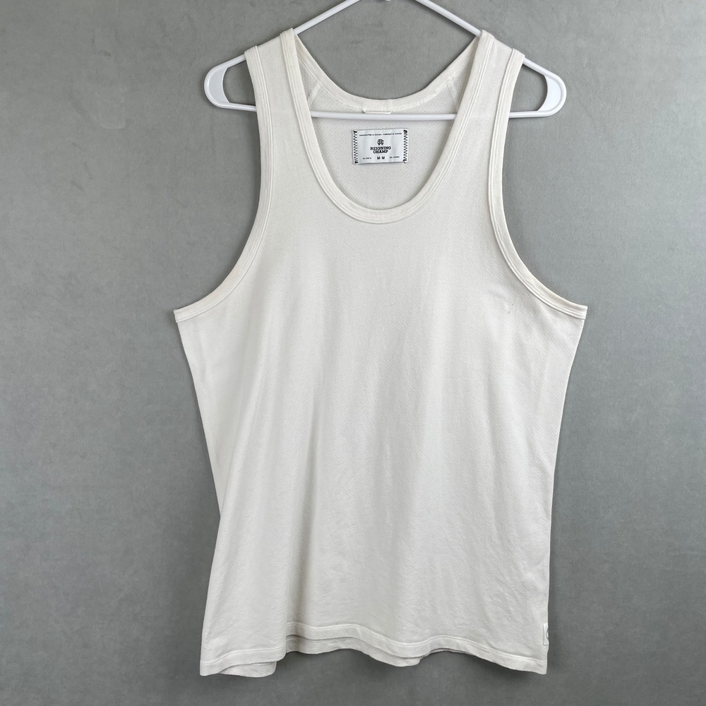 Reigning Champ Mens White Cream Tank Top M Canada Made Athleisure Minimalist Gym